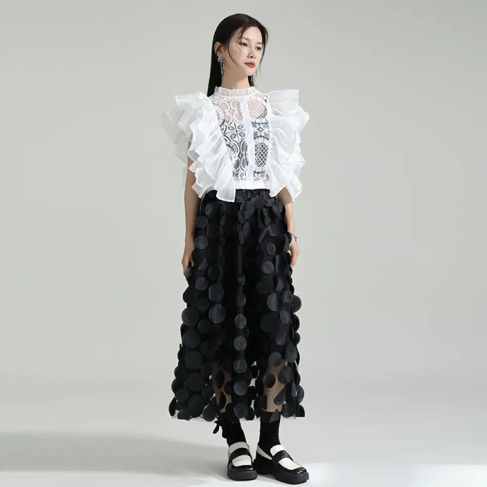 Dreamy Black Mesh Skirt | Polka Dot Romantic Streetwear | Same ANTHEM
