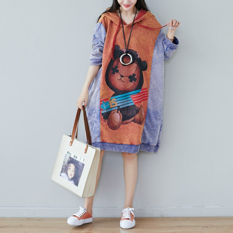 Dreamy Cartoon Contrast Hoodie Dress – Soulmate Streetwear | same ANTHEM