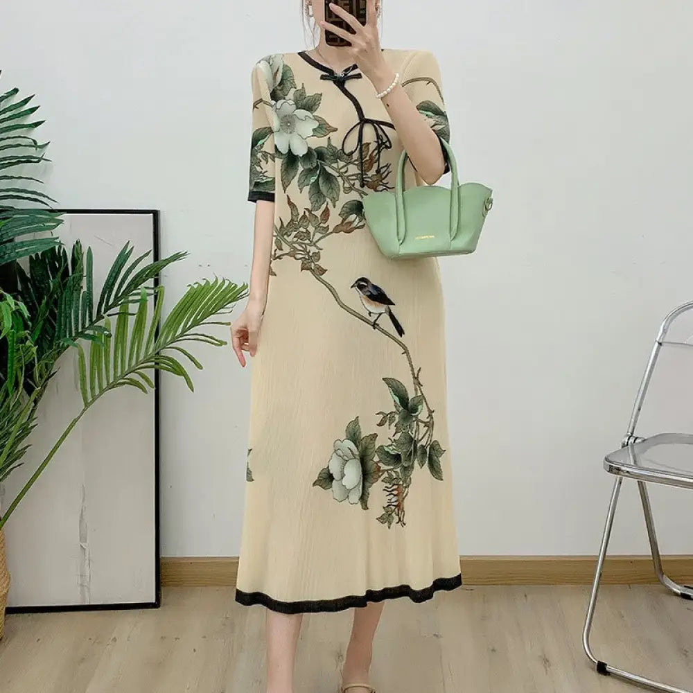 Dreamy Cheongsam Dress – same ANTHEM - apricot / one size