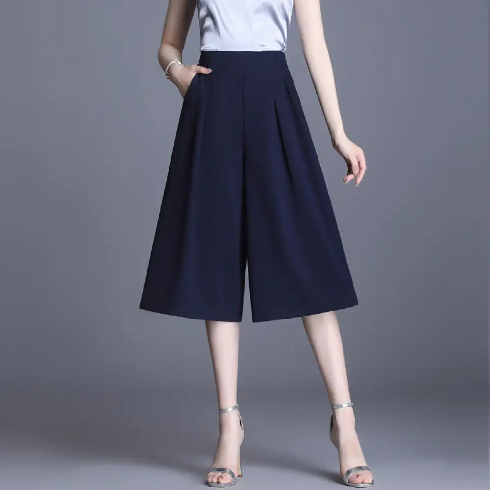 Dreamy Chiffon Wide Leg Pants - Chic French Vibes | same ANTHEM - Dark blue 7point shorts / 3XL - Pants