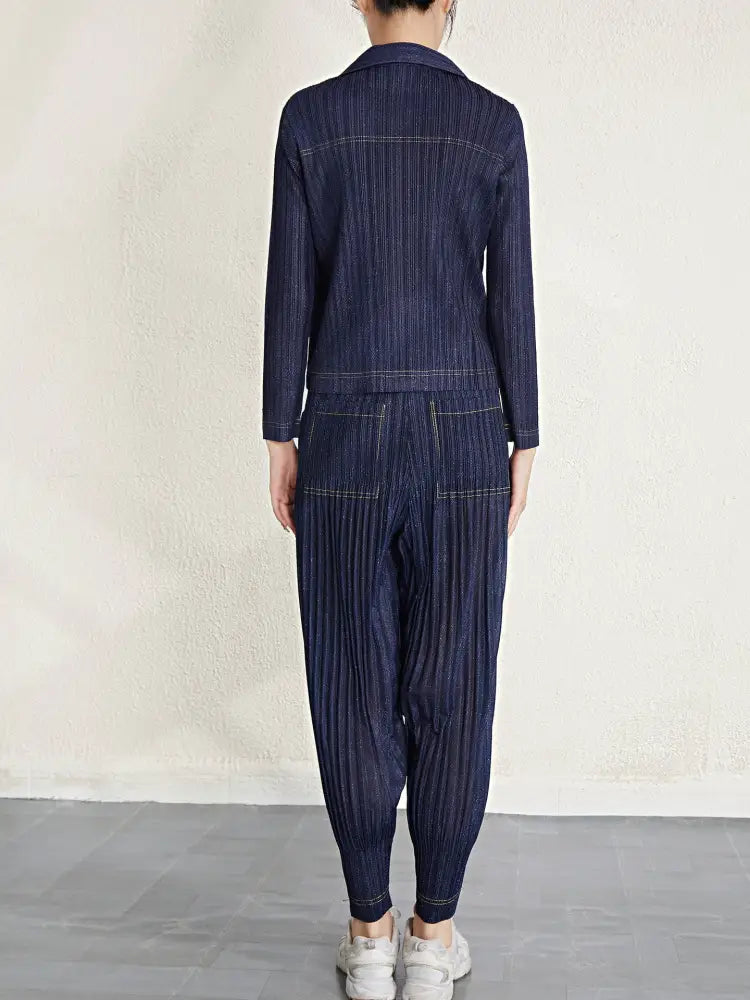 Dreamy Denim-Style Pleated Set for Women – Soulmate Streetwear | same ANTHEM