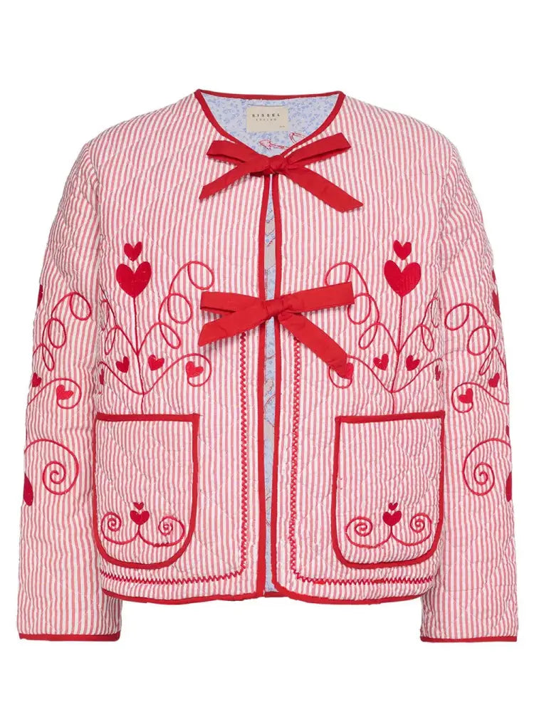 Dreamy Embroidered Striped Cardigan – Cozy Elegance | same ANTHEM