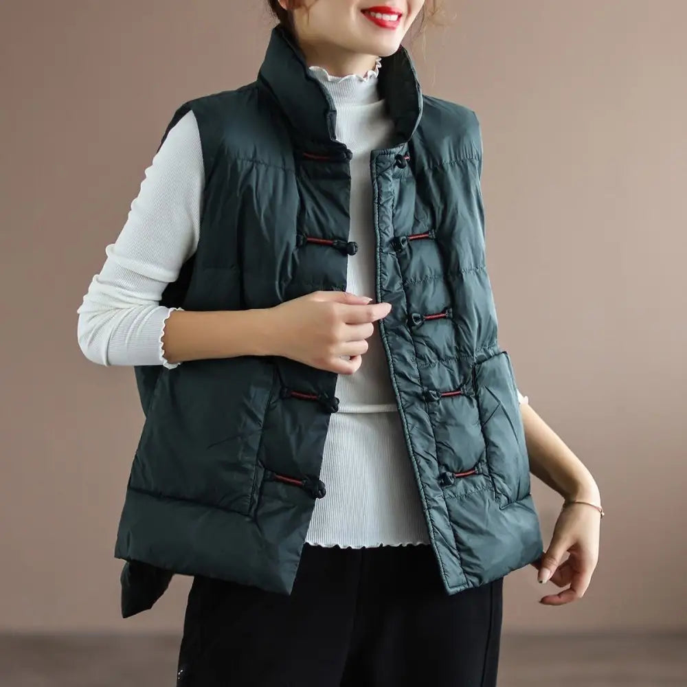 Dreamy Ethnic Down Vest – same ANTHEM Outerwear for Lovers & Soulmates - Green / L