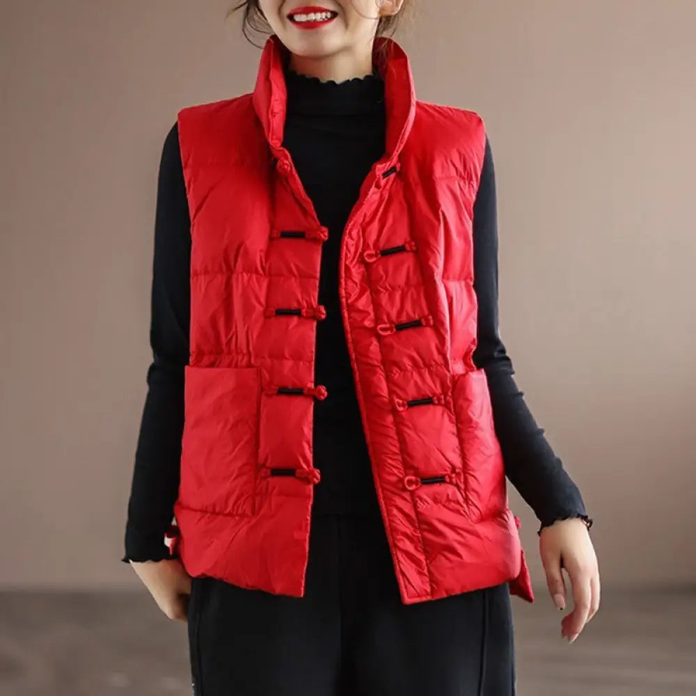 Dreamy Ethnic Down Vest – same ANTHEM Outerwear for Lovers & Soulmates - Red / L