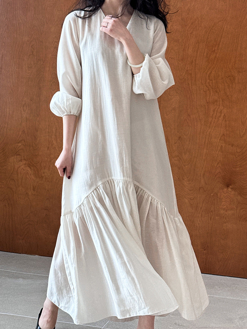 Dreamy Fish Tail Long Dress | Loose & Gentle | same ANTHEM - apricot / S