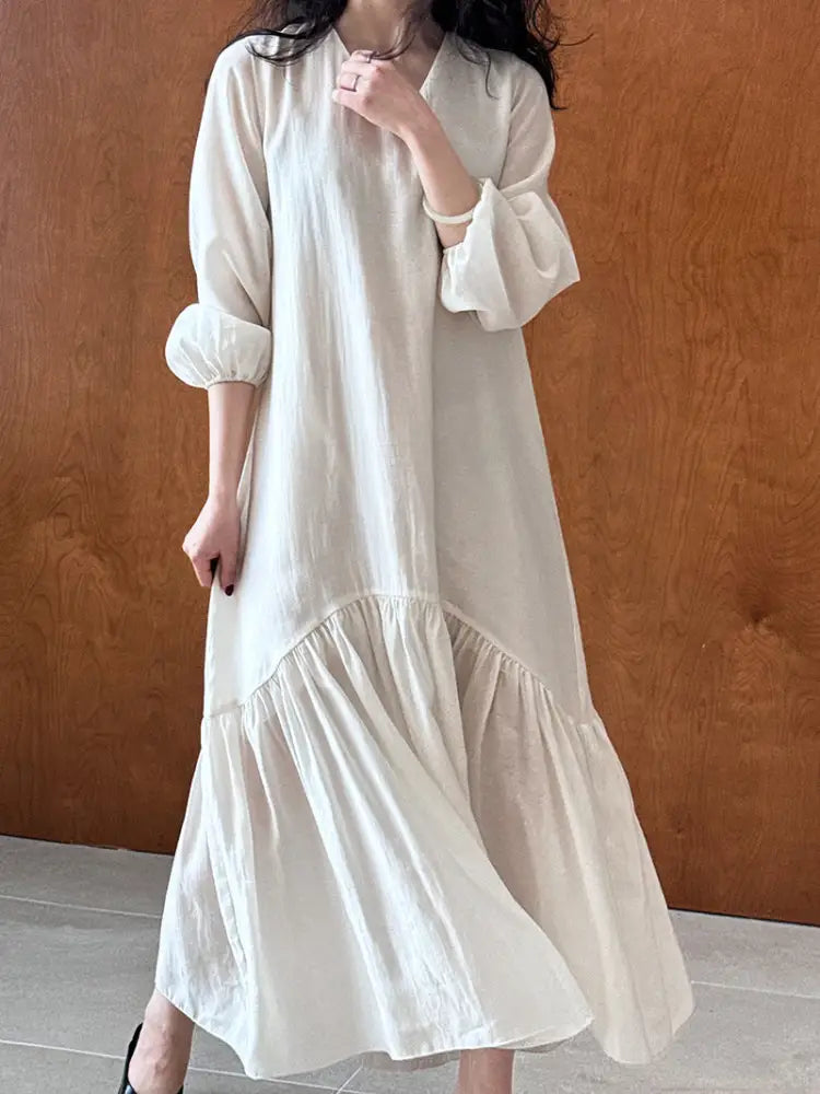 Dreamy Fish Tail Long Dress | Loose & Gentle | same ANTHEM - apricot / S
