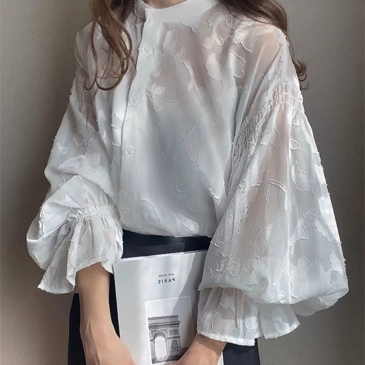 Dreamy Floral Jacquard Blouse – Romantic French Style | same ANTHEM