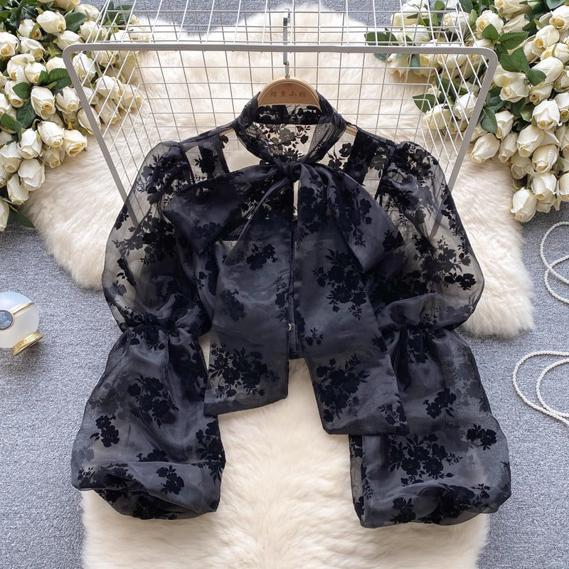 Dreamy French Court Top with Bow & Puff Sleeves – Romantic Style | same ANTHEM