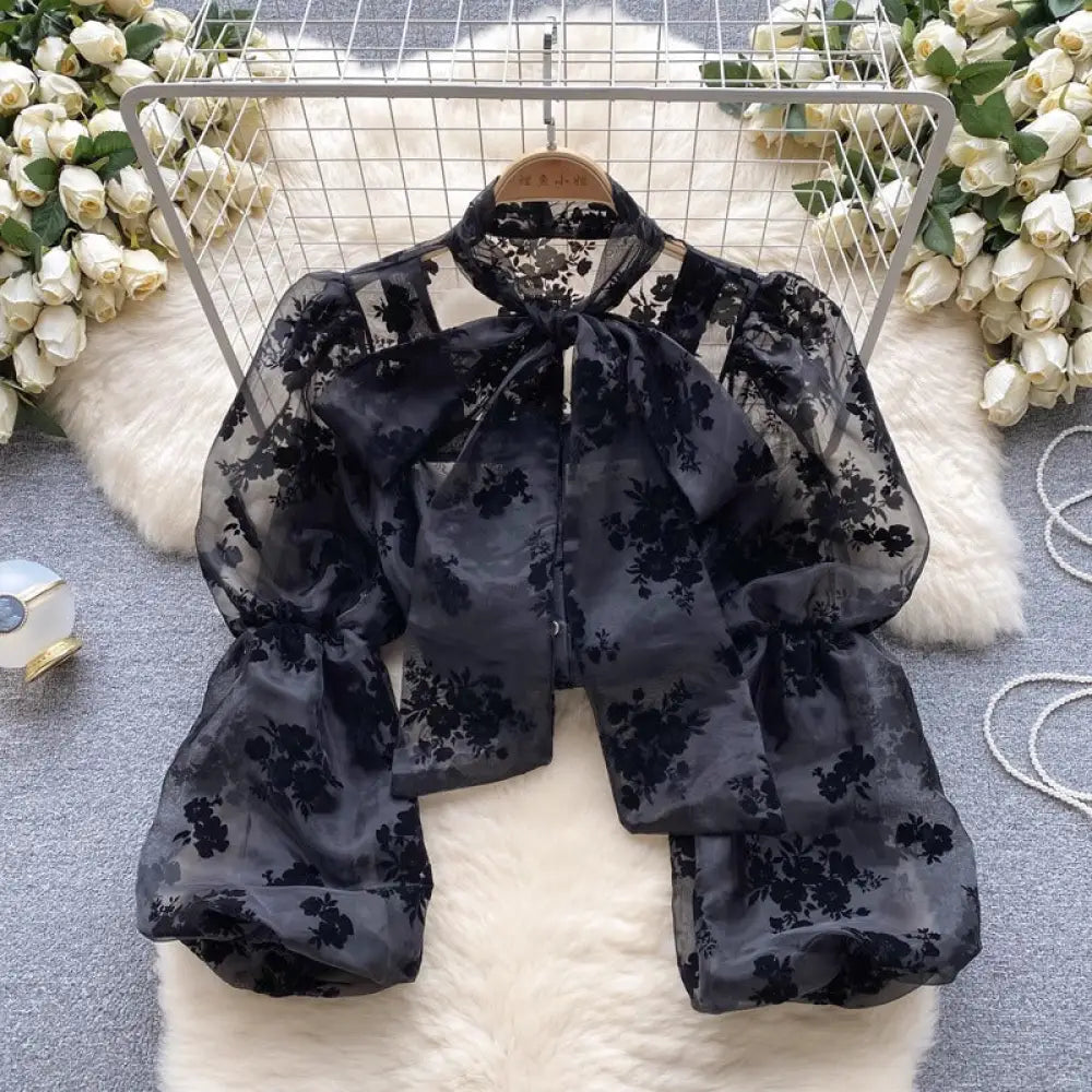 Dreamy French Court Top with Bow & Puff Sleeves – Romantic Style | same ANTHEM