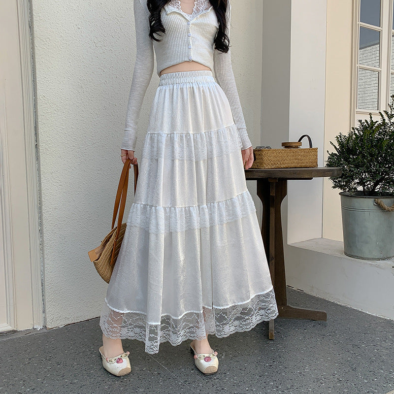 Dreamy French Style Soulmate Skirt – Gentle Ruffled Lace Tiered Elegance for Lovers & Friends - Skirt