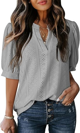 Dreamy French V-Neck Blouse – same ANTHEM Romantic & Nostalgic Fashion - style2 / L
