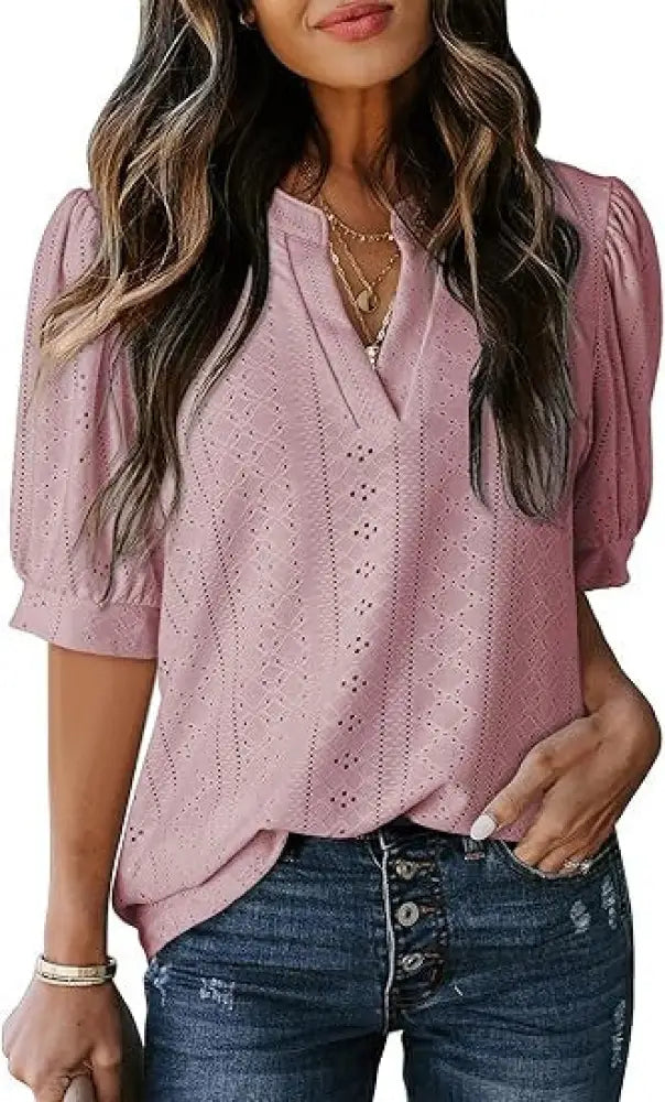 Dreamy French V-Neck Blouse – same ANTHEM Romantic & Nostalgic Fashion - style1 / L