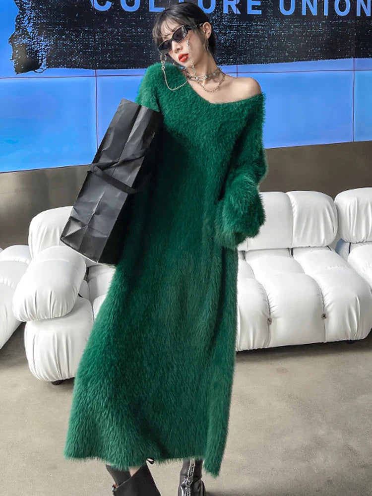 Dreamy Green Knit Dress | Romantic Loose Fit | French-Japanese Streetwear | Same ANTHEM