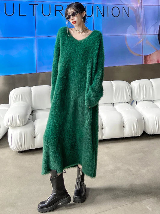 Dreamy Green Knit Dress | Romantic Loose Fit | French-Japanese Streetwear | Same ANTHEM
