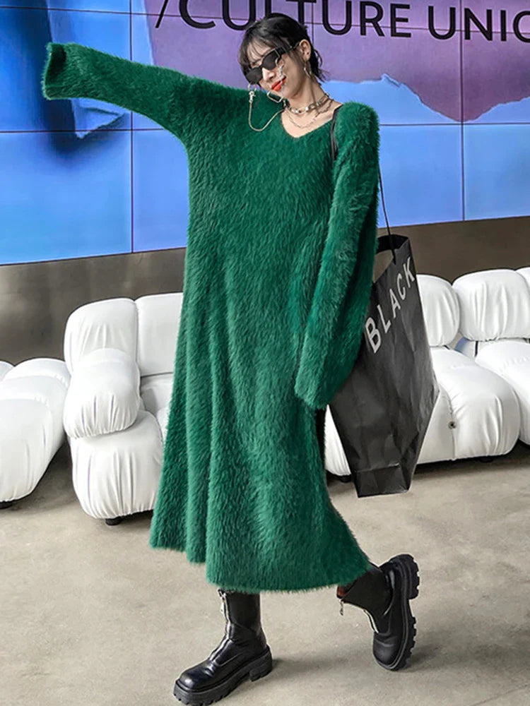 Dreamy Green Knit Dress | Romantic Loose Fit | French-Japanese Streetwear | Same ANTHEM