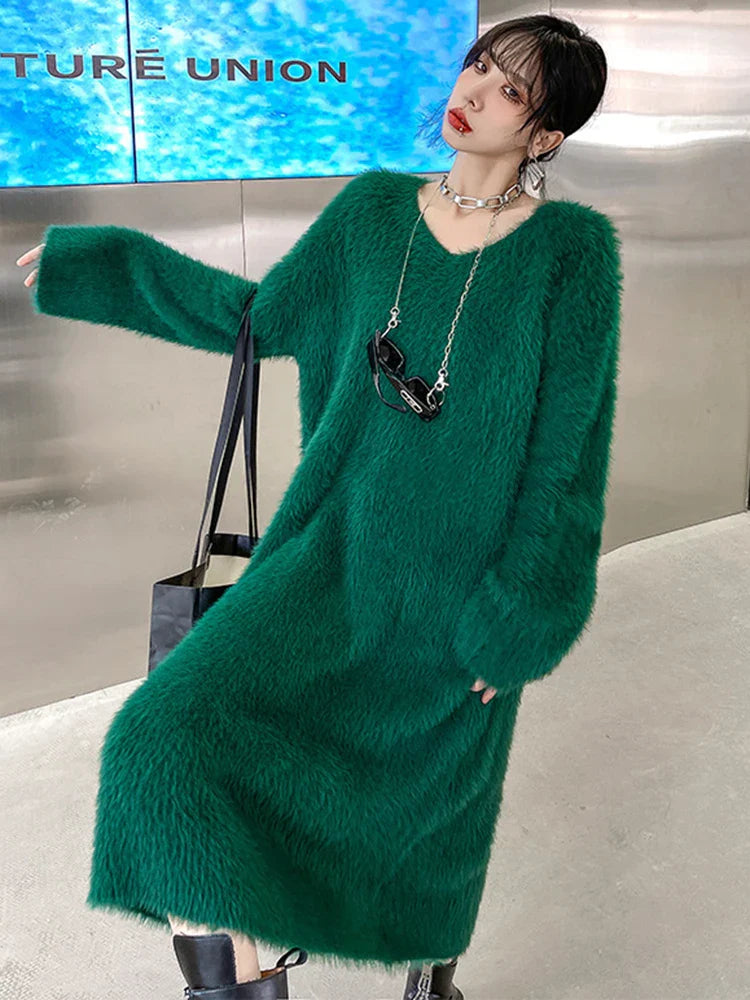 Dreamy Green Knit Dress | Romantic Loose Fit | French-Japanese Streetwear | Same ANTHEM