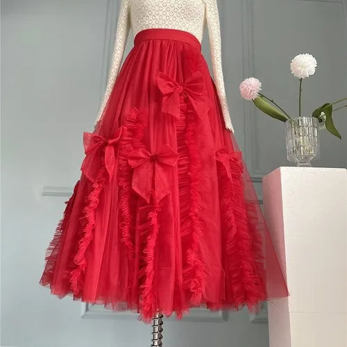 Dreamy High-End Mesh Skirt – Soulmate Streetwear for Lovers & Friends | same ANTHEM - Red / Zipper waist XS