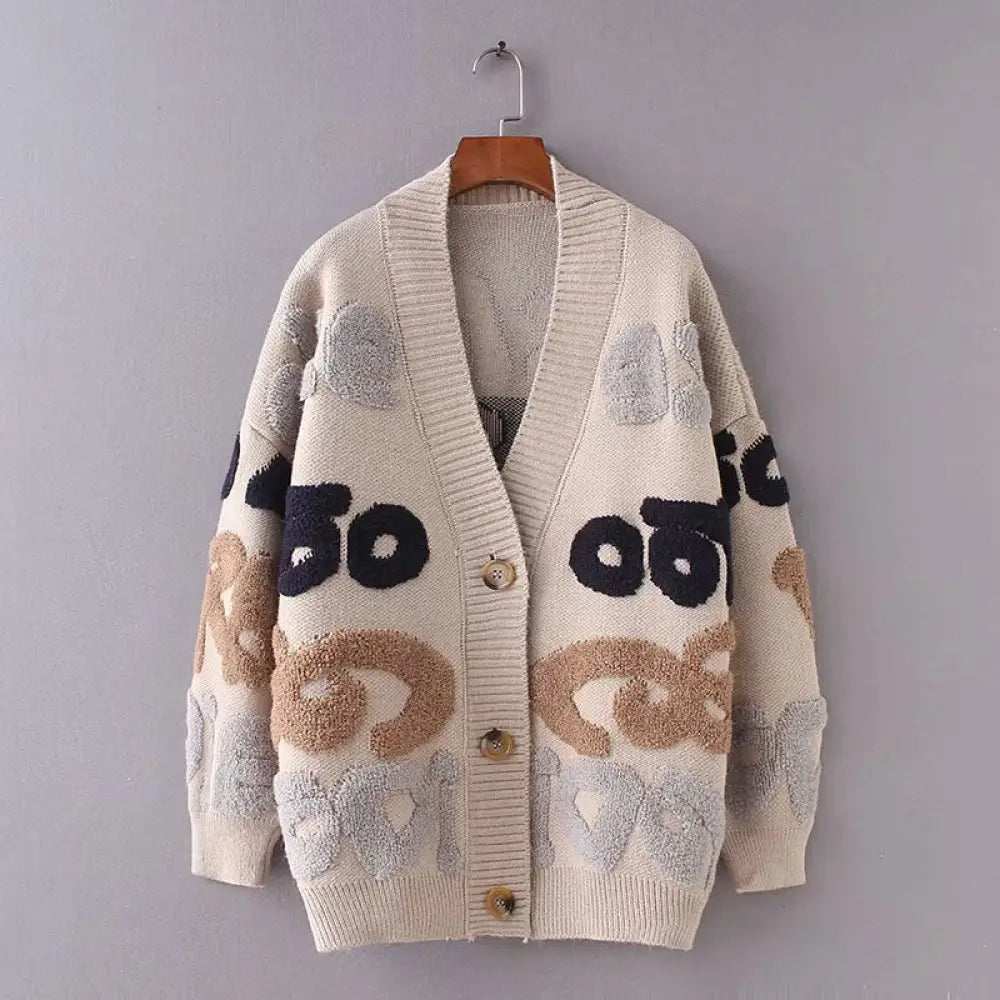 Dreamy Jacquard V-Neck Cardigan – Loose Fit Streetwear | same ANTHEM