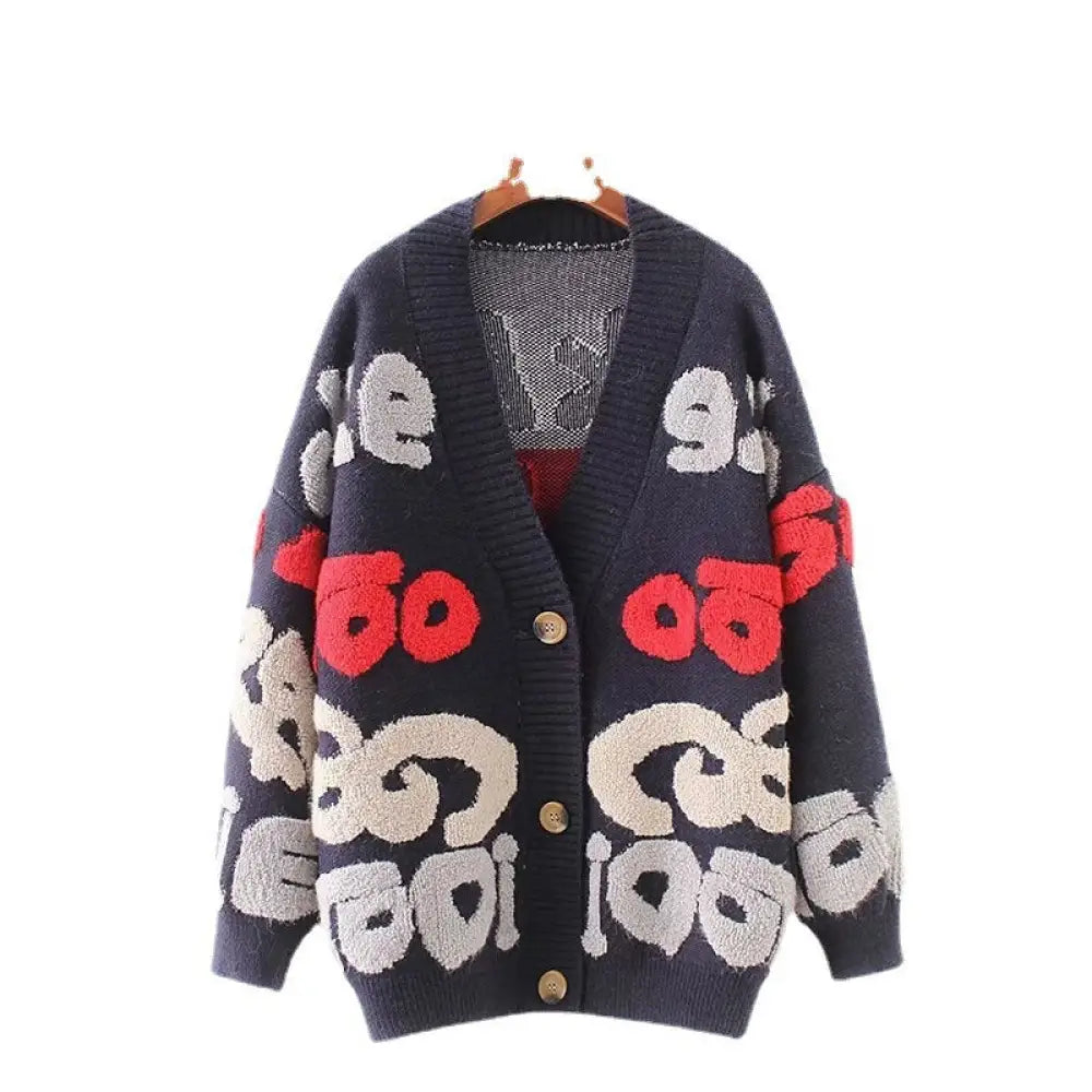Dreamy Jacquard V-Neck Cardigan – Loose Fit Streetwear | same ANTHEM