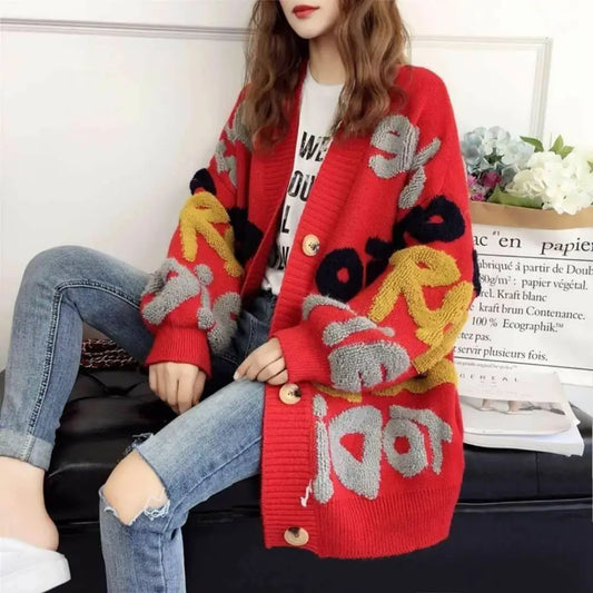 Dreamy Jacquard V-Neck Cardigan – Loose Fit Streetwear | same ANTHEM