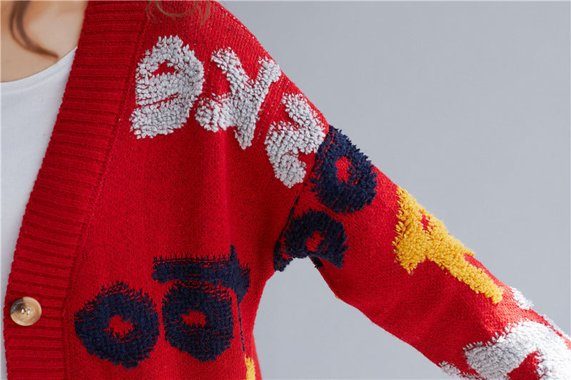 Dreamy Jacquard V-Neck Cardigan – Loose Fit Streetwear | same ANTHEM