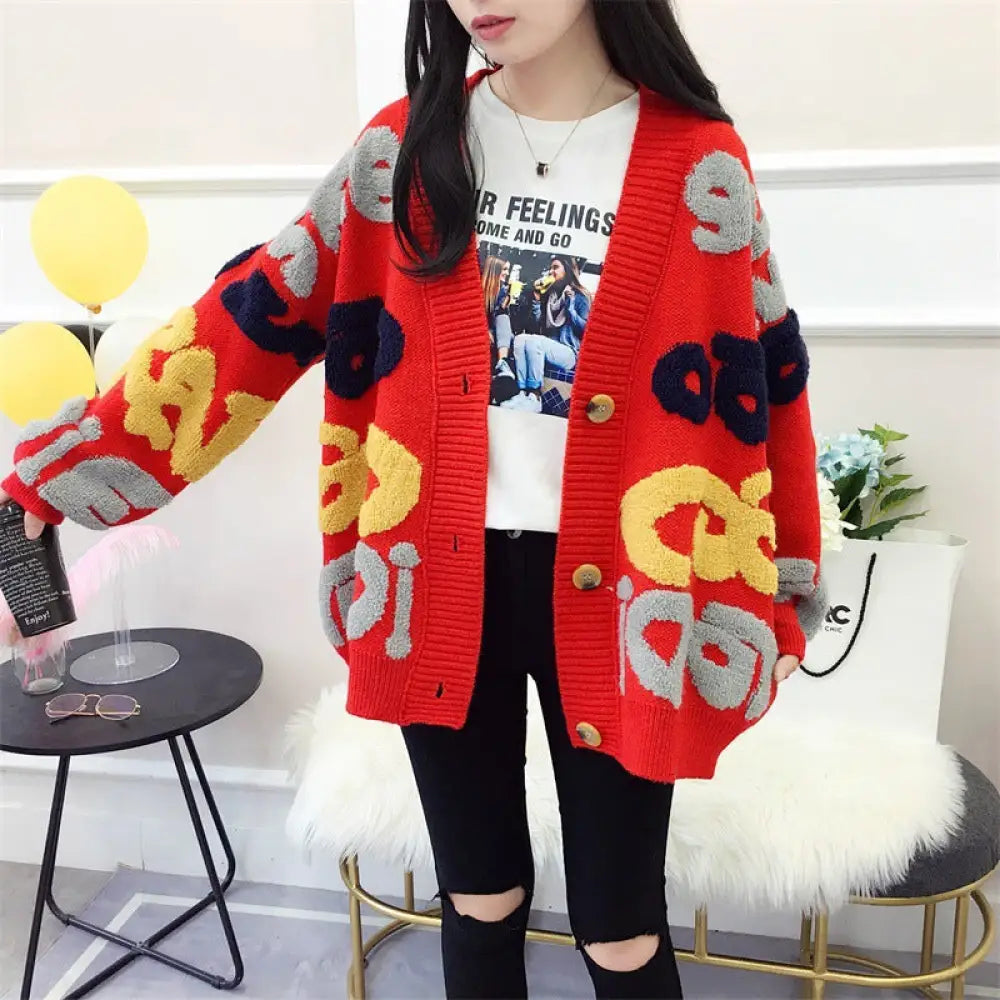 Dreamy Jacquard V-Neck Cardigan – Loose Fit Streetwear | same ANTHEM