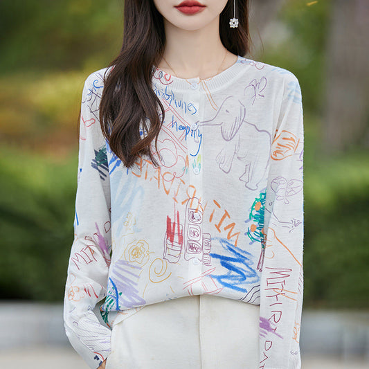 Dreamy Japanese-Inspired Knitted Cardigan – same ANTHEM - Graffiti / M
