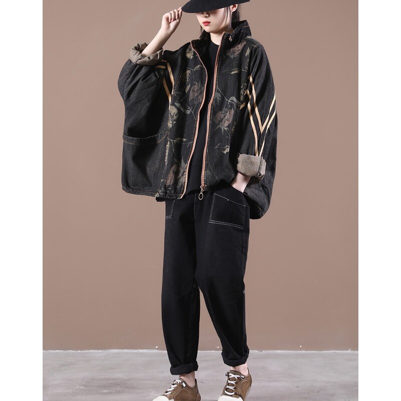 Dreamy Japanese Style Denim Jacket | same ANTHEM - Black / One Size