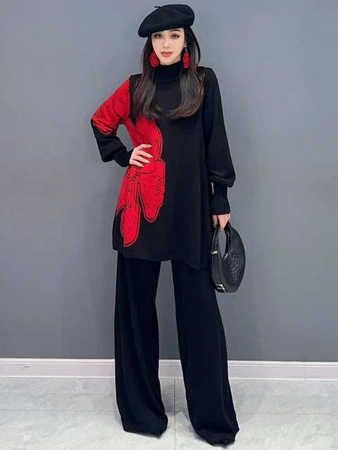 Dreamy Knit Flower Sweater Set – Soulmate Streetwear for Winter | same ANTHEM - Black / One Size
