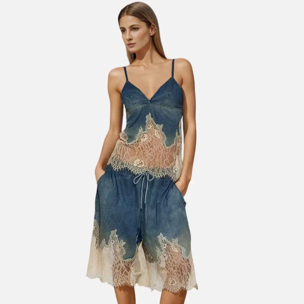 Dreamy Lace Camisole & Denim Shorts Set – Soulmate Streetwear | same ANTHEM