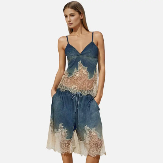 Dreamy Lace Camisole & Denim Shorts Set – Soulmate Streetwear | same ANTHEM