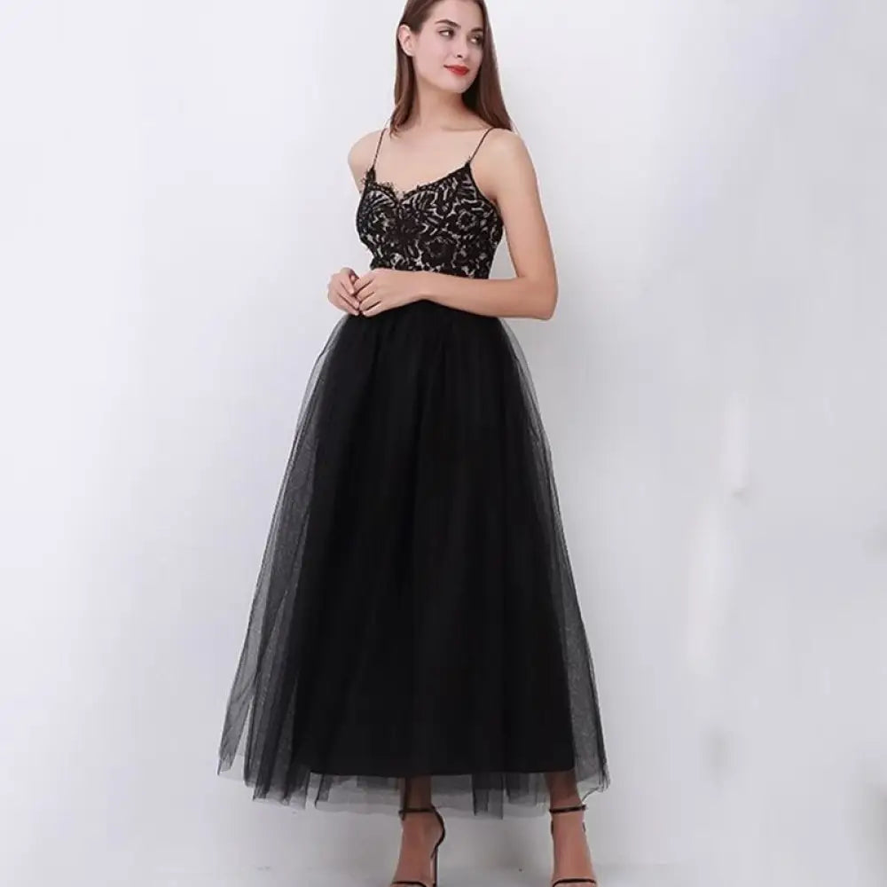 Dreamy Lace Princess Tulle Skirt | Fairy & Ballerina Style | Same ANTHEM - Black / One size