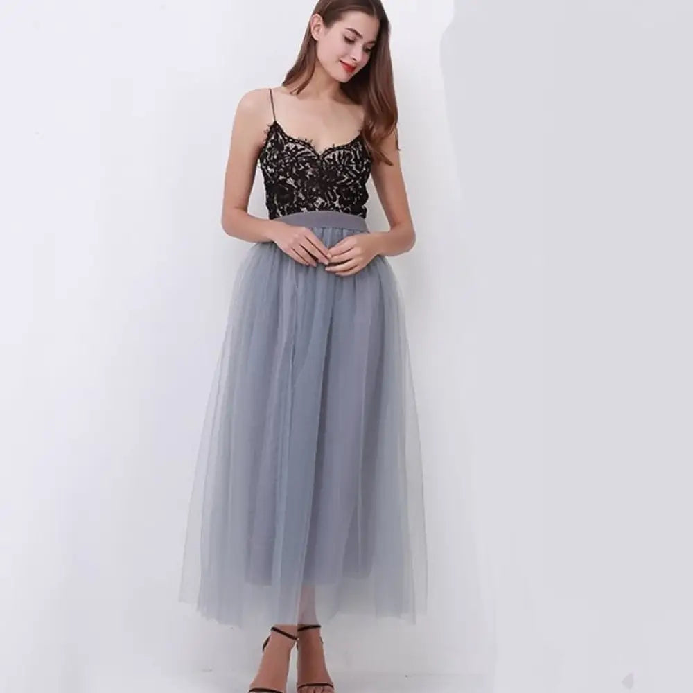Dreamy Lace Princess Tulle Skirt | Fairy & Ballerina Style | Same ANTHEM - Grey / One size