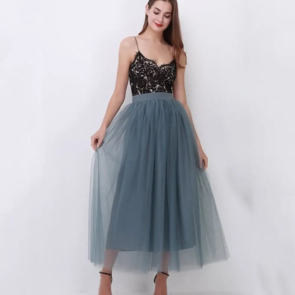 Dreamy Lace Princess Tulle Skirt | Fairy & Ballerina Style | Same ANTHEM - Dark Grey / One size