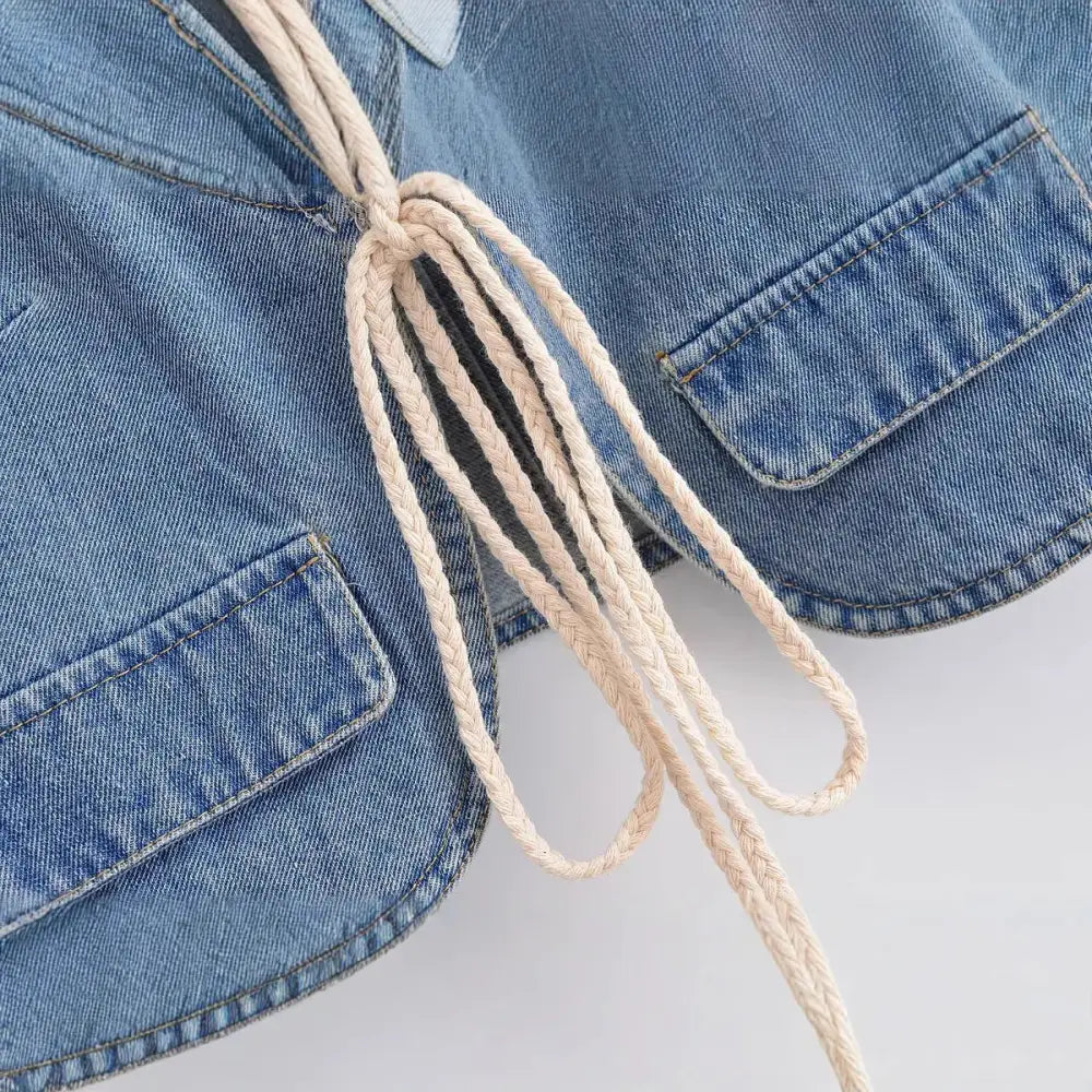 Dreamy Lace Tassel Denim Vest – Chic & Cute Streetwear | same ANTHEM