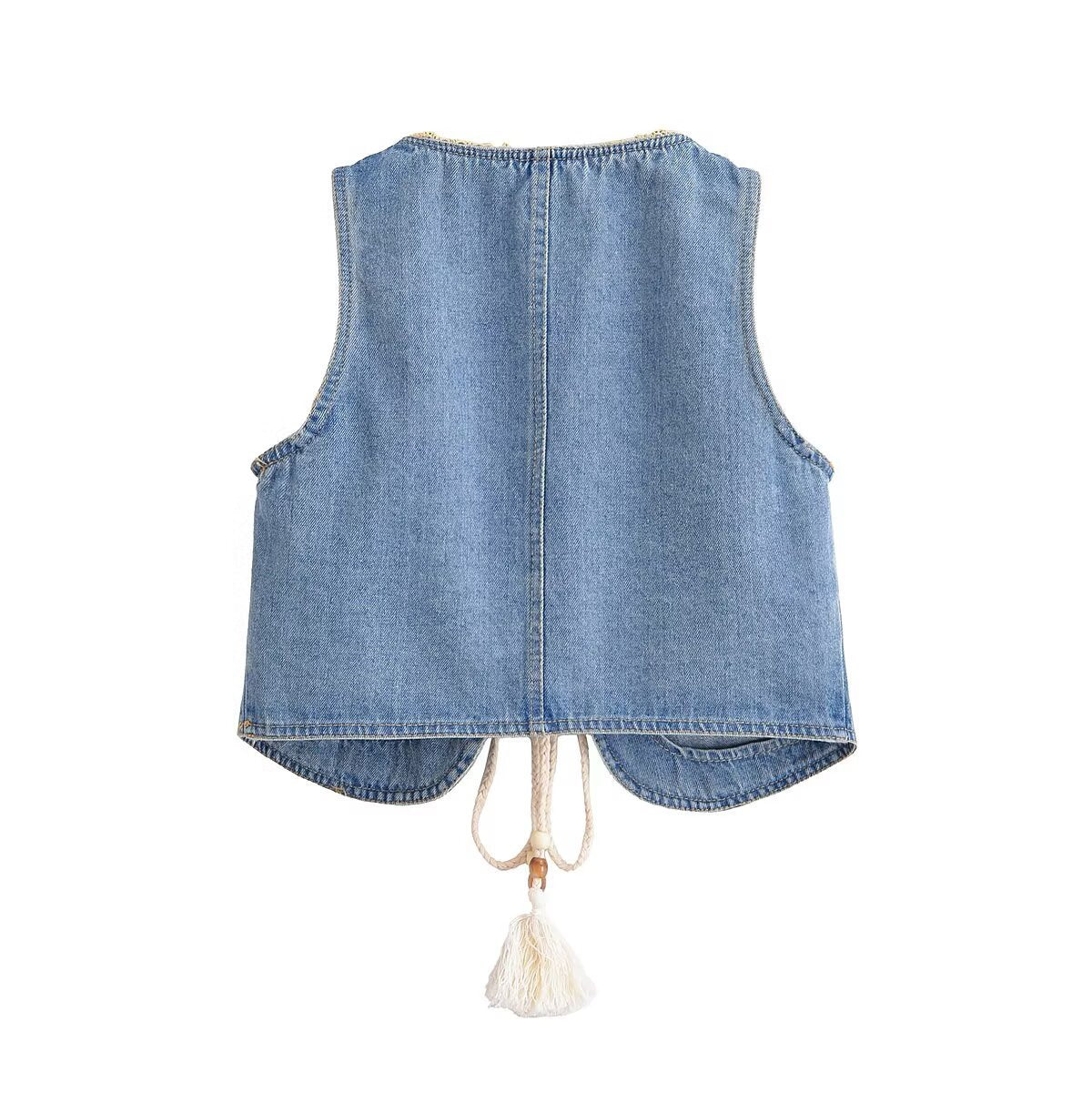 Dreamy Lace Tassel Denim Vest – Chic & Cute Streetwear | same ANTHEM