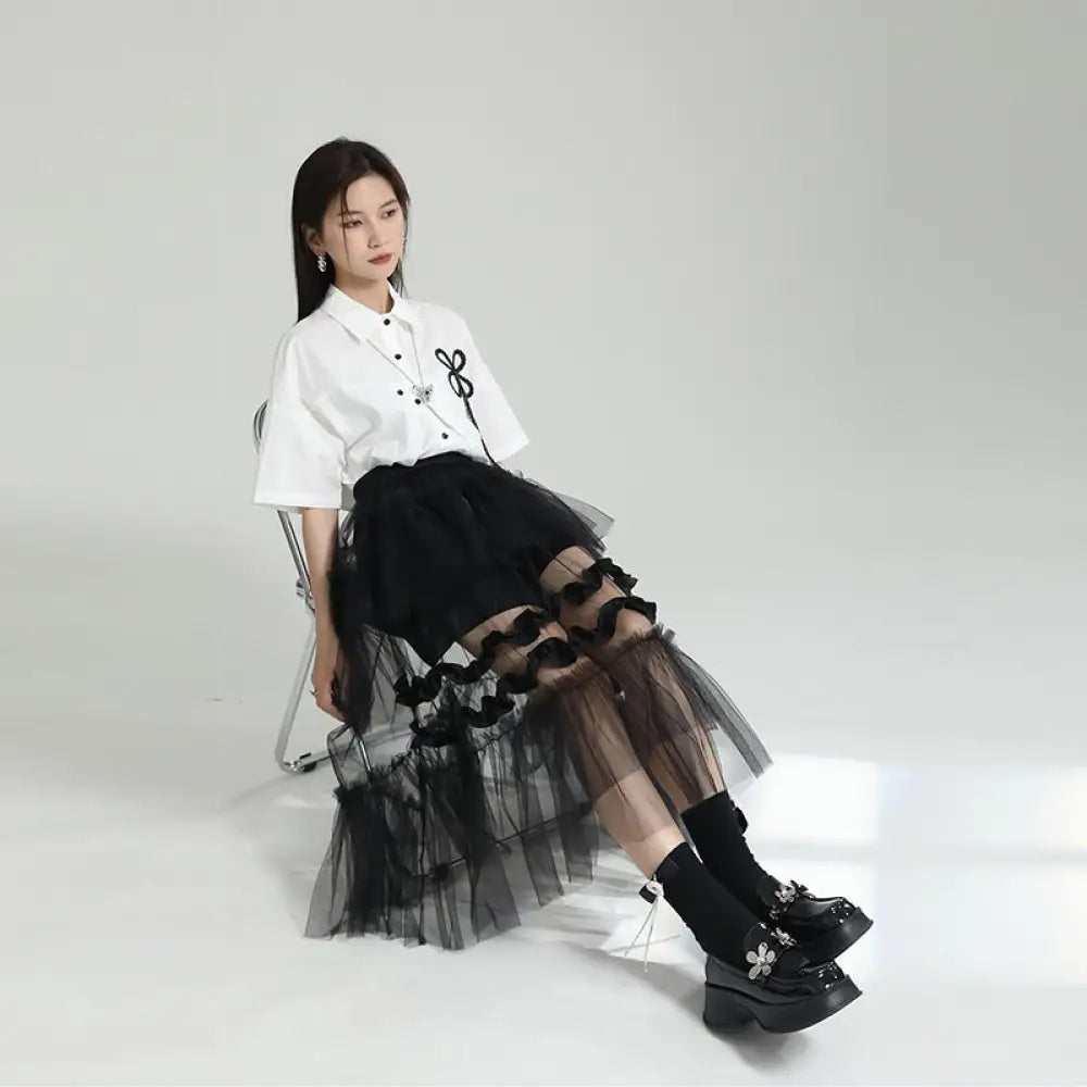 Dreamy Mesh Patchwork Skirt for Women | same ANTHEM