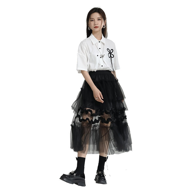 Dreamy Mesh Patchwork Skirt for Women | same ANTHEM
