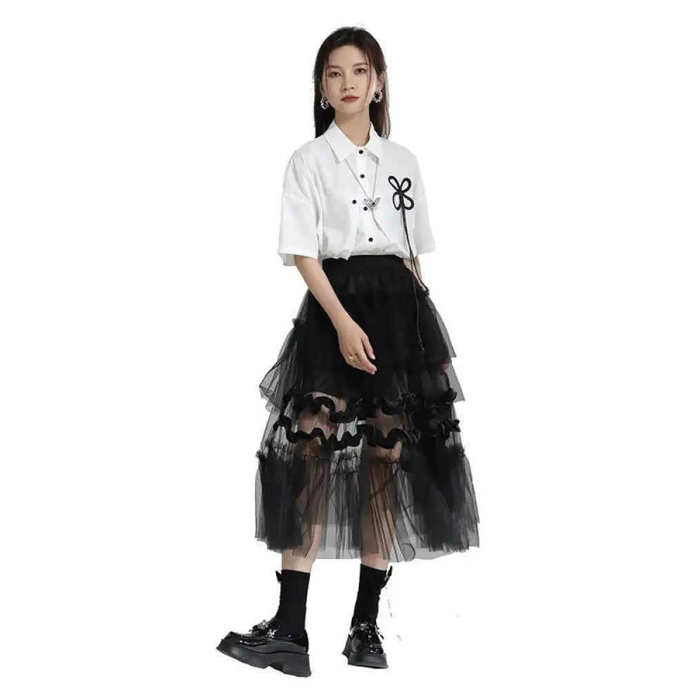 Dreamy Mesh Patchwork Skirt for Women | same ANTHEM