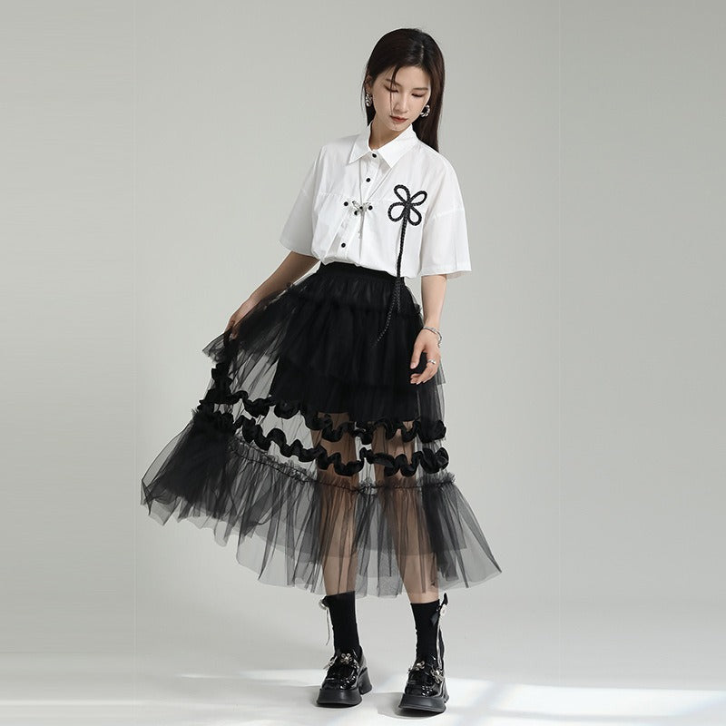 Dreamy Mesh Patchwork Skirt for Women | same ANTHEM