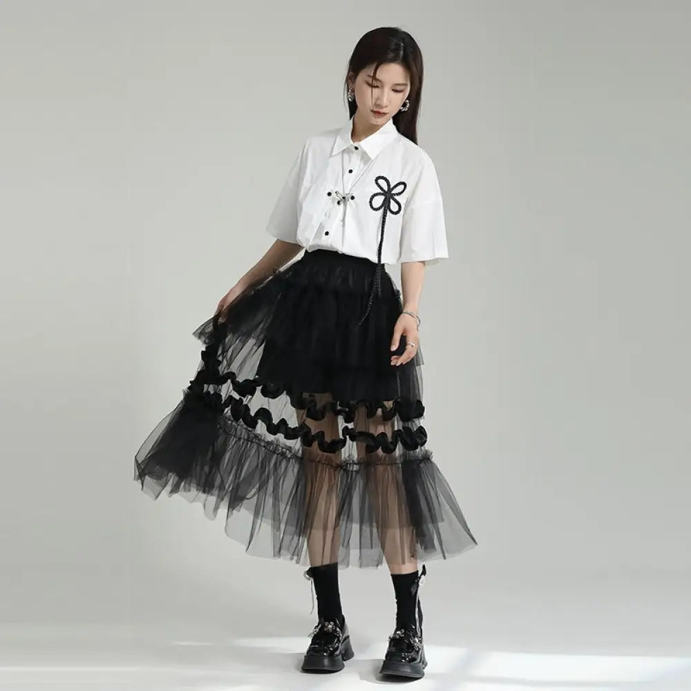 Dreamy Mesh Patchwork Skirt for Women | same ANTHEM