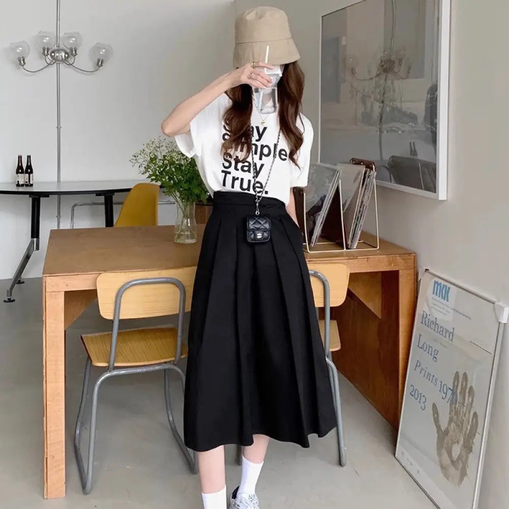 Dreamy Pleated Skirt – Free Spirit Romantic Style | same ANTHEM - Black / 2XL