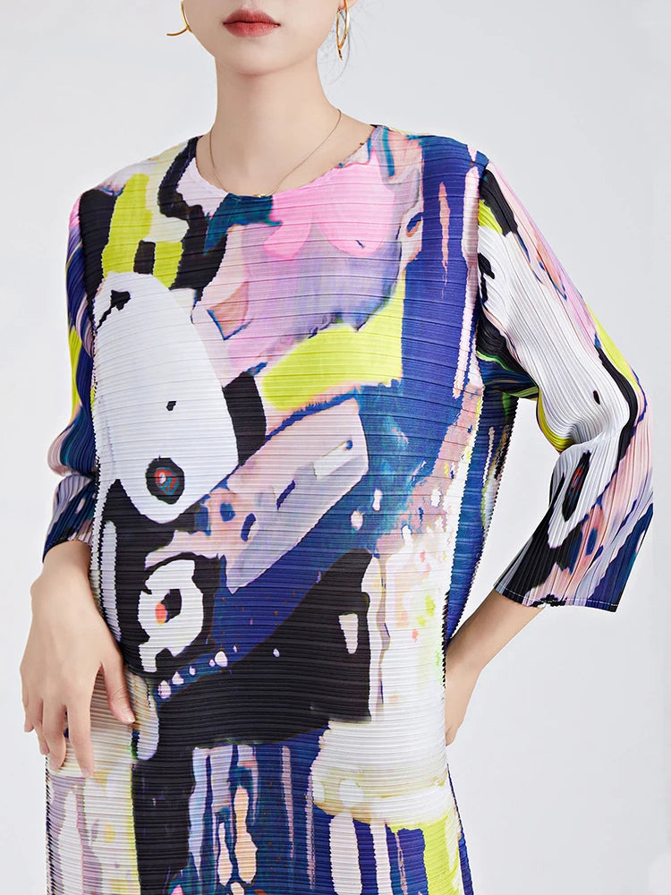 Dreamy Printed Pleated Dress – Soulmate Streetwear for Women | same ANTHEM - As photo / One Size