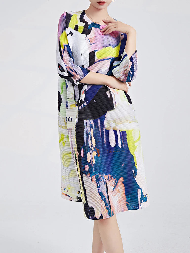 Dreamy Printed Pleated Dress – Soulmate Streetwear for Women | same ANTHEM - As photo / One Size