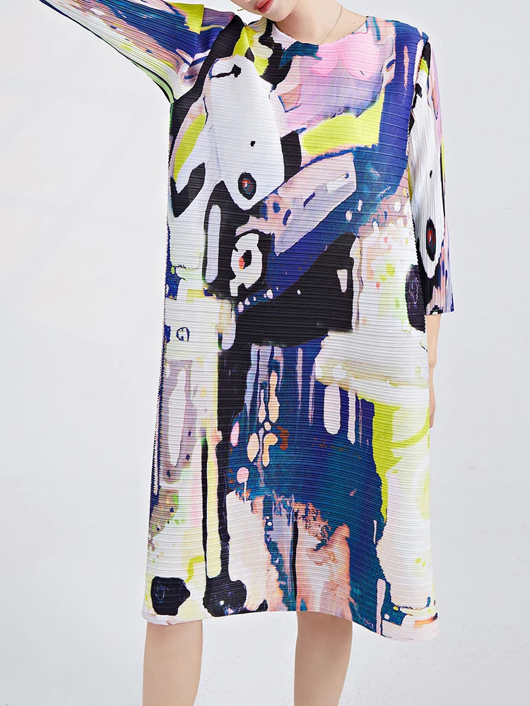 Dreamy Printed Pleated Dress – Soulmate Streetwear for Women | same ANTHEM - As photo / One Size