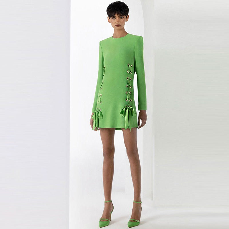 Dreamy Ribbon Tied Long Sleeve Dress | same ANTHEM