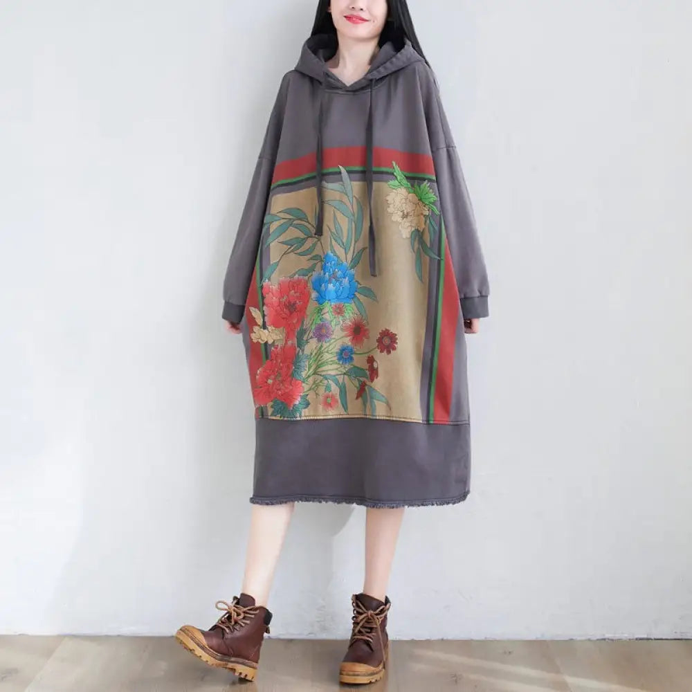 Dreamy Romantic Chic Hooded Dress | French-Japanese Streetwear | Same ANTHEM - Grey / One size fits all