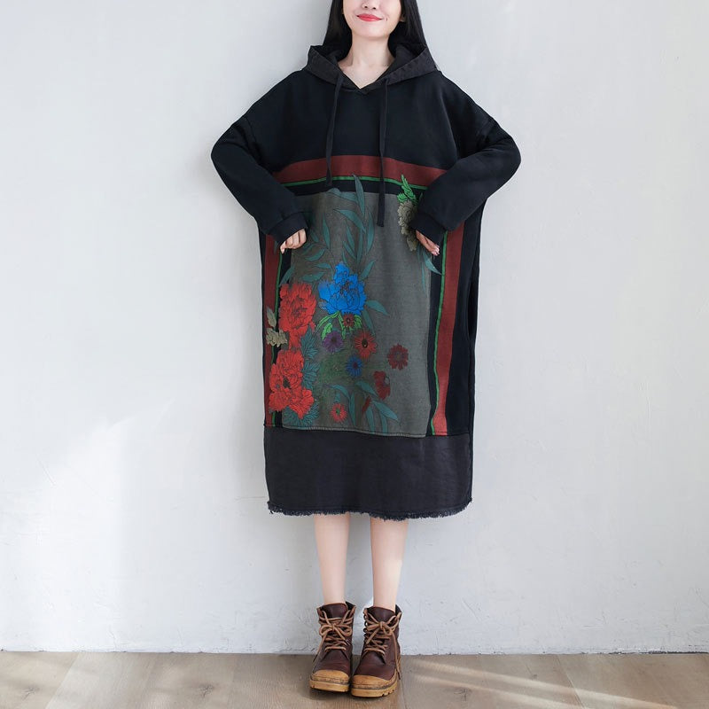Dreamy Romantic Chic Hooded Dress | French-Japanese Streetwear | Same ANTHEM - Black / One size fits all