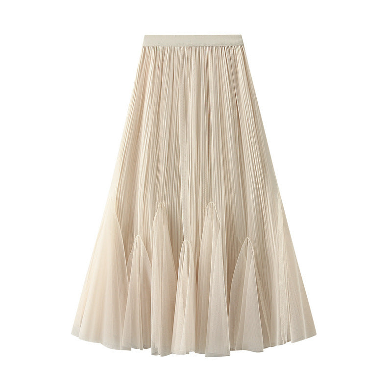 Dreamy Romantic Tulle Skirt – Retro Mesh Fishtail Elegance for Lovers Friends & Fairytale Moments - Apricot / Free Size
