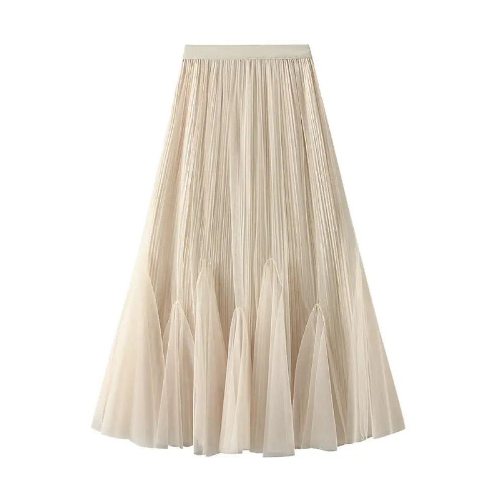 Dreamy Romantic Tulle Skirt – Retro Mesh Fishtail Elegance for Lovers Friends & Fairytale Moments - Apricot / Free Size